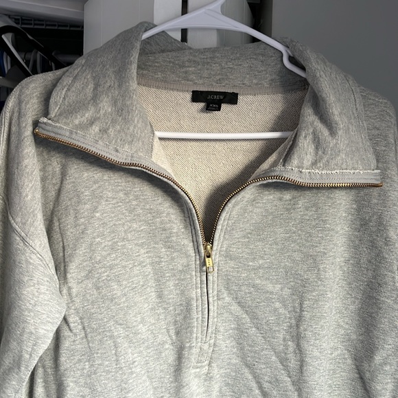 J. Crew Grey 1/4 Zip Oversized Boyfriend Pullover, NWOT - Picture 3 of 5